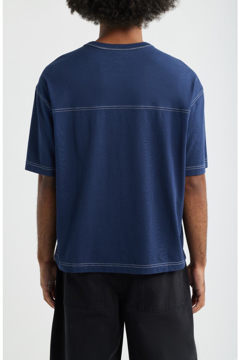 Contrast Coverstitch Cotton Jersey T-Shirt, Alternate, color, NAVY IRIS