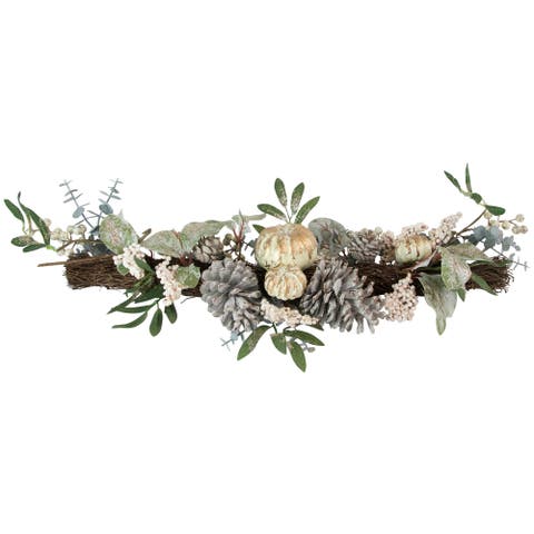 Glittered Pumpkins and Pinecones Artificial Fall Harvest Swag - 36"