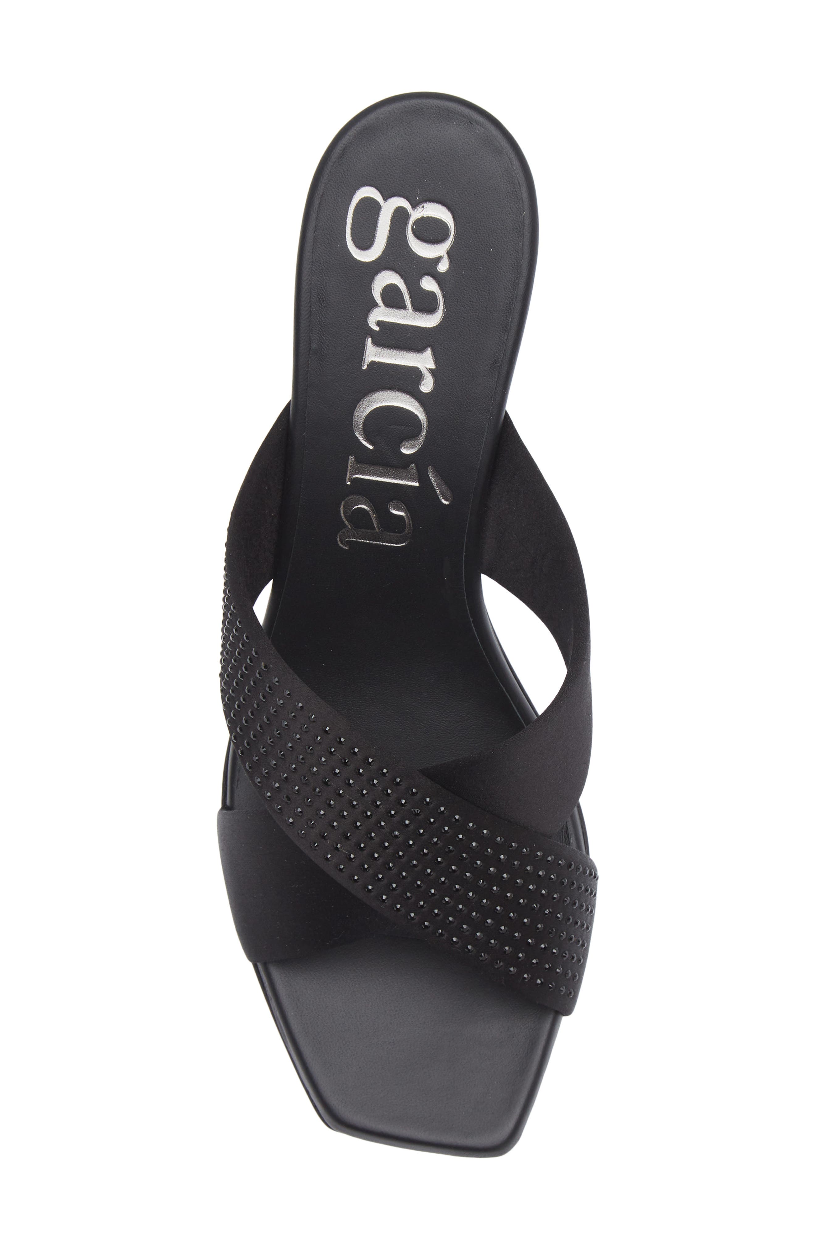 Pedro Garcia Idonna Crystal Studded Sandal, Alternate, color, Black Satin