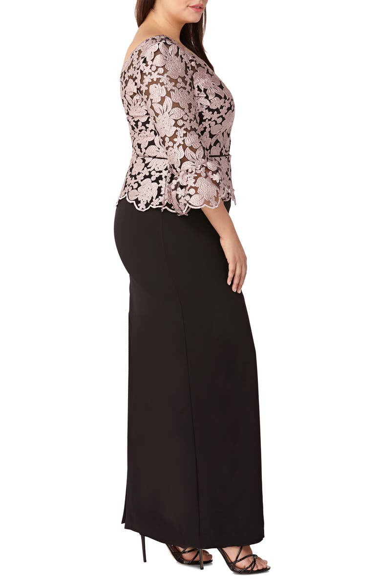 JS Collections Embroidered Peplum Column Gown, Alternate, color,