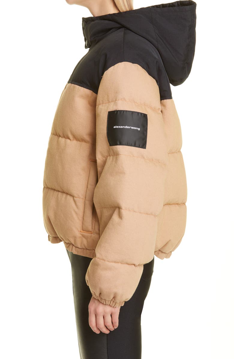 Alexander Wang Colorblock Hooded Denim Puffer Jacket, Alternate, color, 