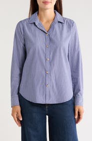 beachlunchlounge Bentley Stripe Long Sleeve Cotton Button-Up Shirt