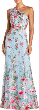 Mac Duggal Petite One Shoulder Lace Embroidered Gown