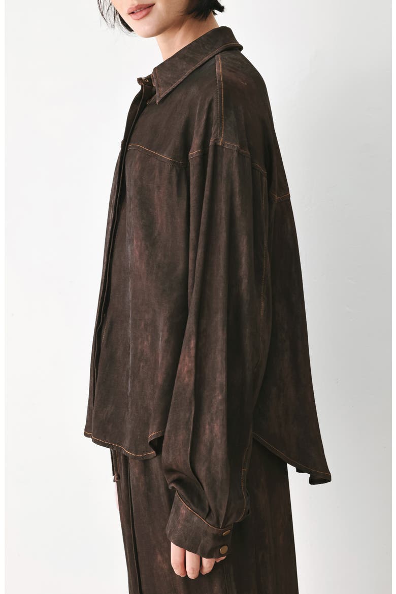 Washed Button-Down Shirt, Alternate, color, DARK BROWN