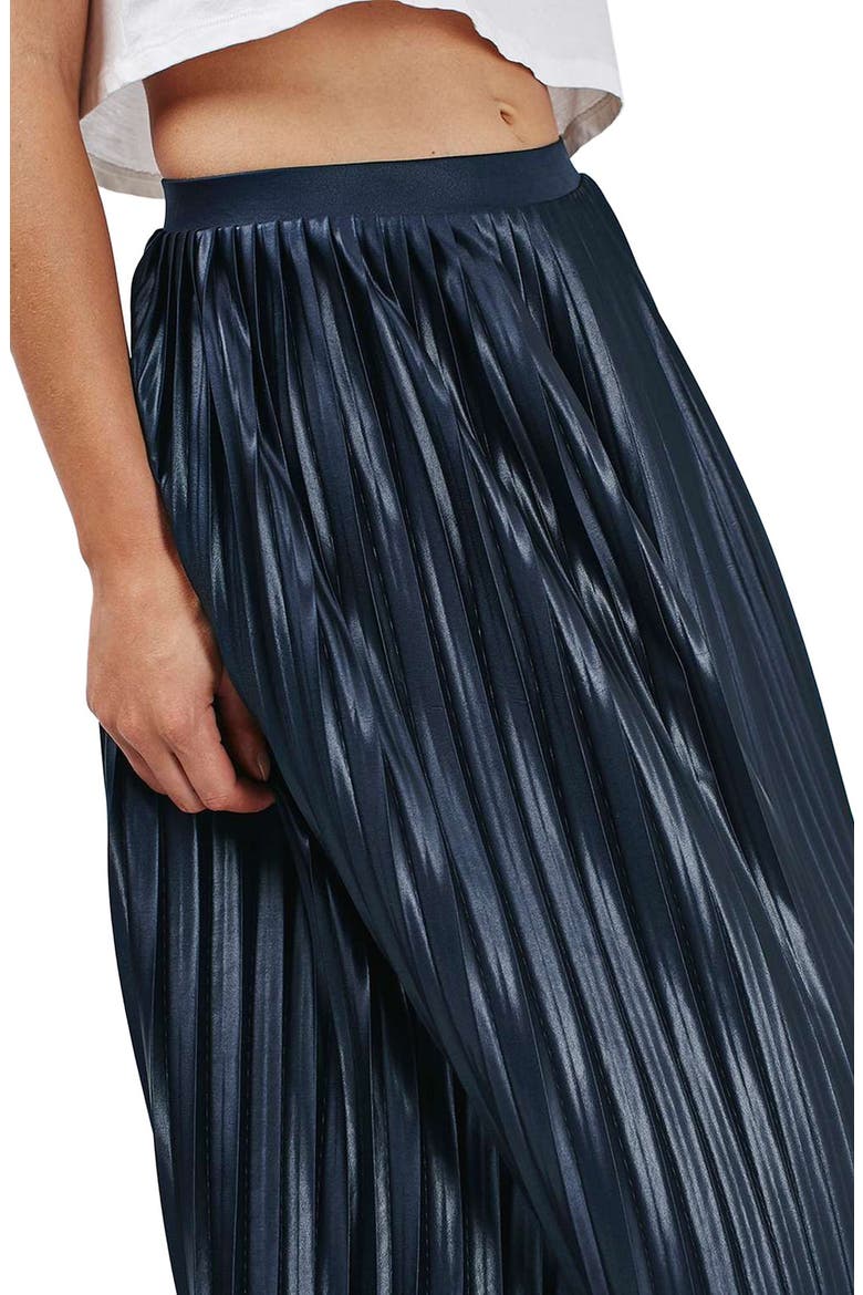 Pleat Jersey Midi Skirt, Alternate, color, NAVY BLUE
