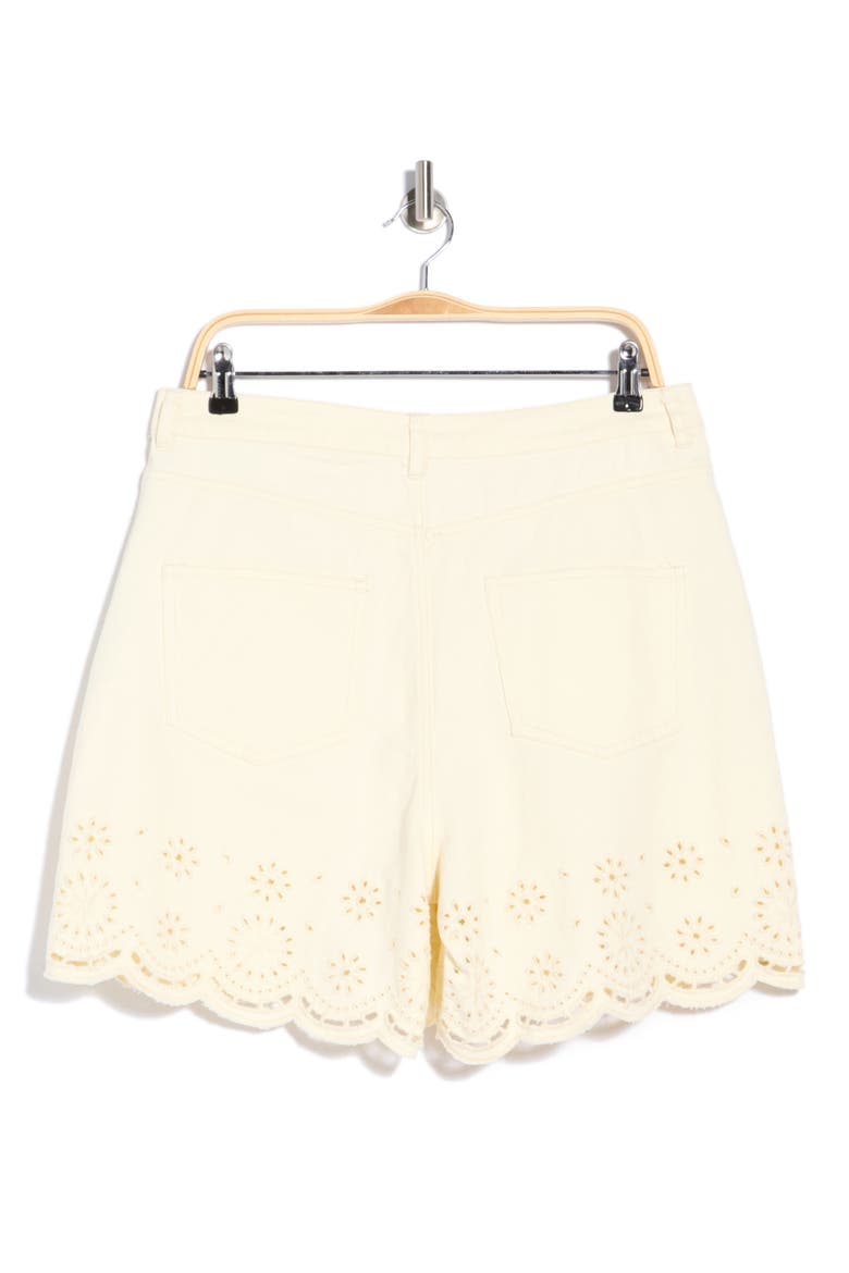 Eyelet Scalloped Hem High Waist Shorts, Alternate, color, ECRU