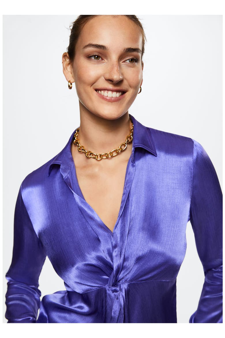Satin Long Sleeve Blouse, Alternate, color, PURPLE