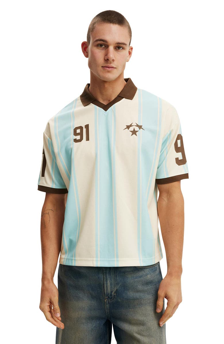 Cotton On Men's Cropped Sports Jersey, Main, color, Creampuff  Blue Star 91