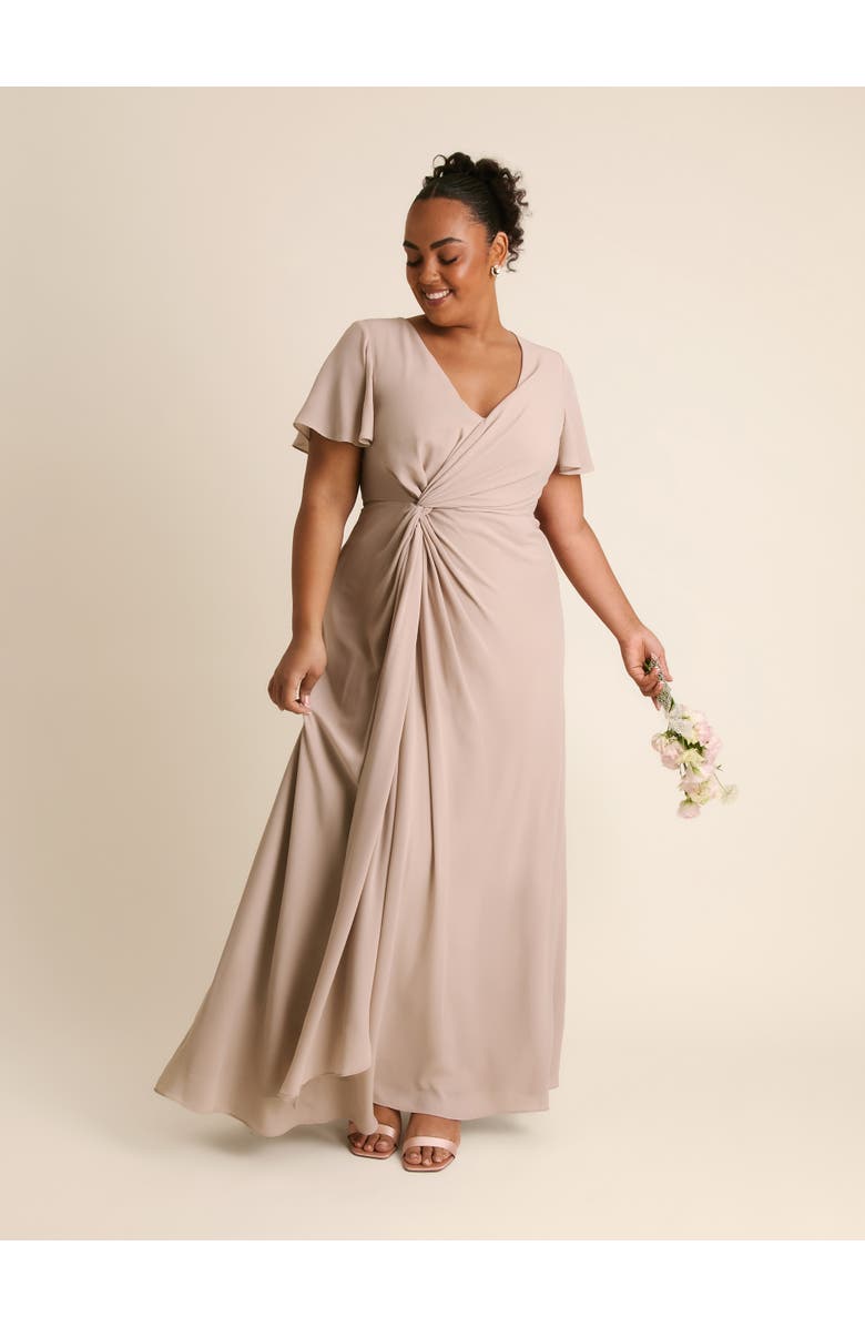 Six Stories Knot Front Chiffon Bridesmaid Dress, Alternate, color, Truffle