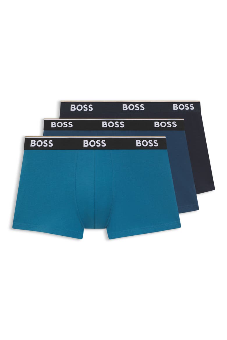 Assorted 3-Pack Power Stretch Cotton Trunks, Main, color, BLUE MULTI