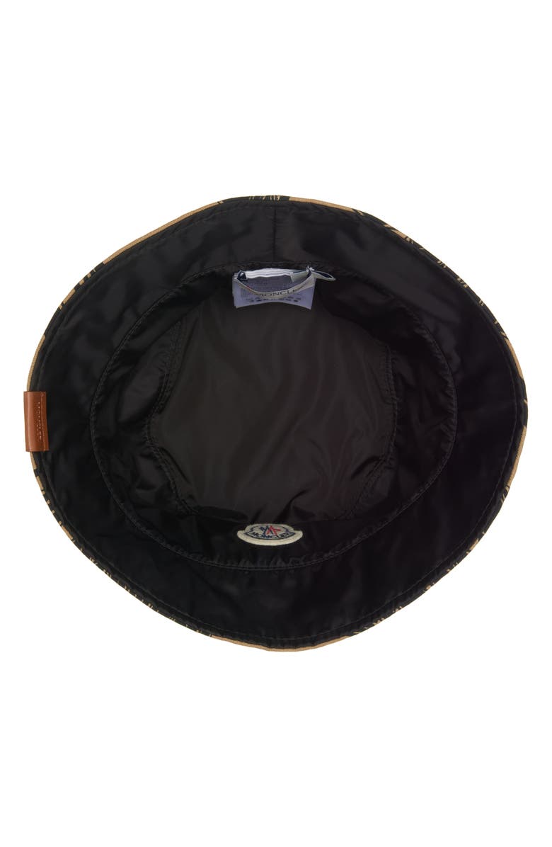 Moncler Reversible Bucket Hat, Alternate, color, Dark Beige Print