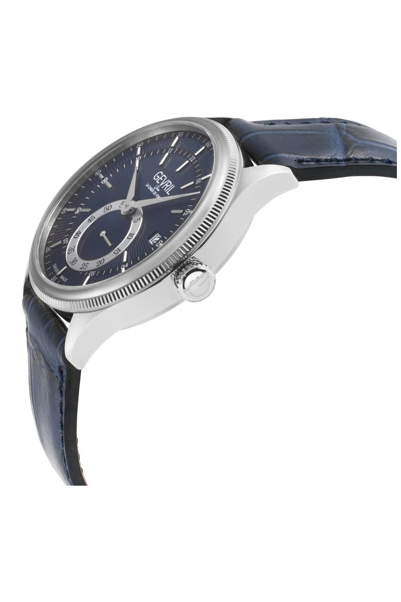 Empire Automatic Croc Embossed Leather Strap Watch, 40mm, Alternate, color, BLUE