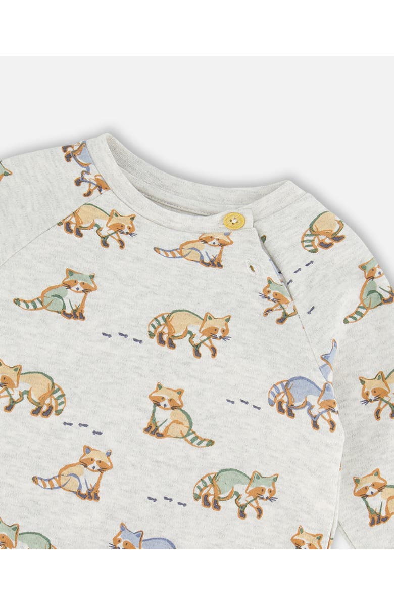 Deux par Deux Baby Boy's Organic Cotton Top And Pant Set Beige Mix Printed Racoon And Hazel, Alternate, color,