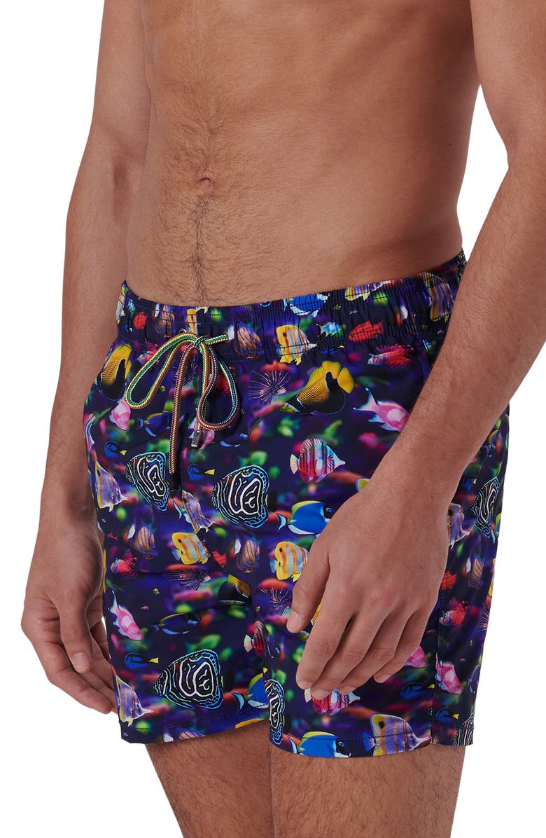 Bugatchi Max Mid Length Swim Trunks, Alternate, color, 