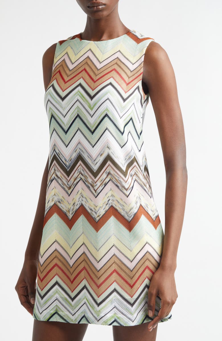 Missoni Zigzag Knit Minidress, Alternate, color, Blue Orange Green Tones