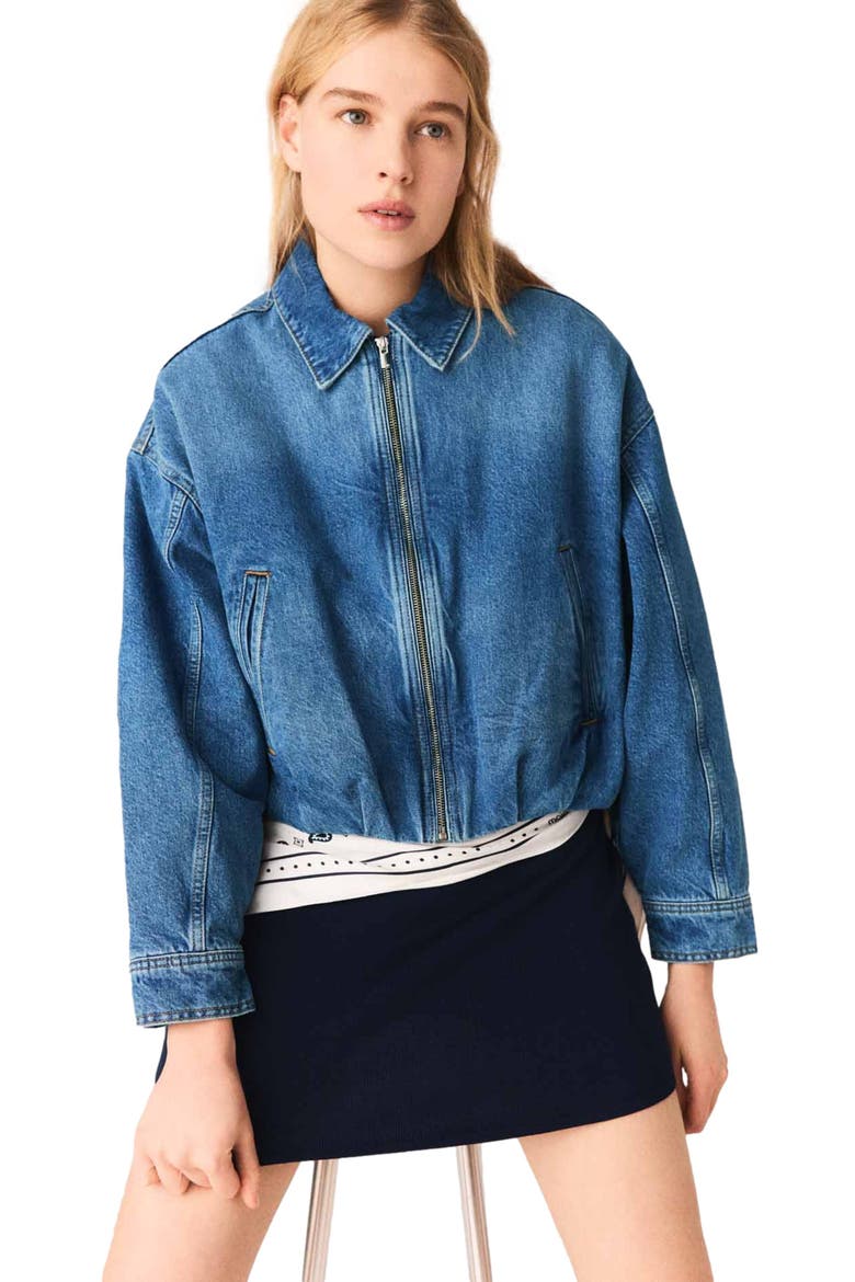 Denim bomber jacket, Alternate, color, Blue