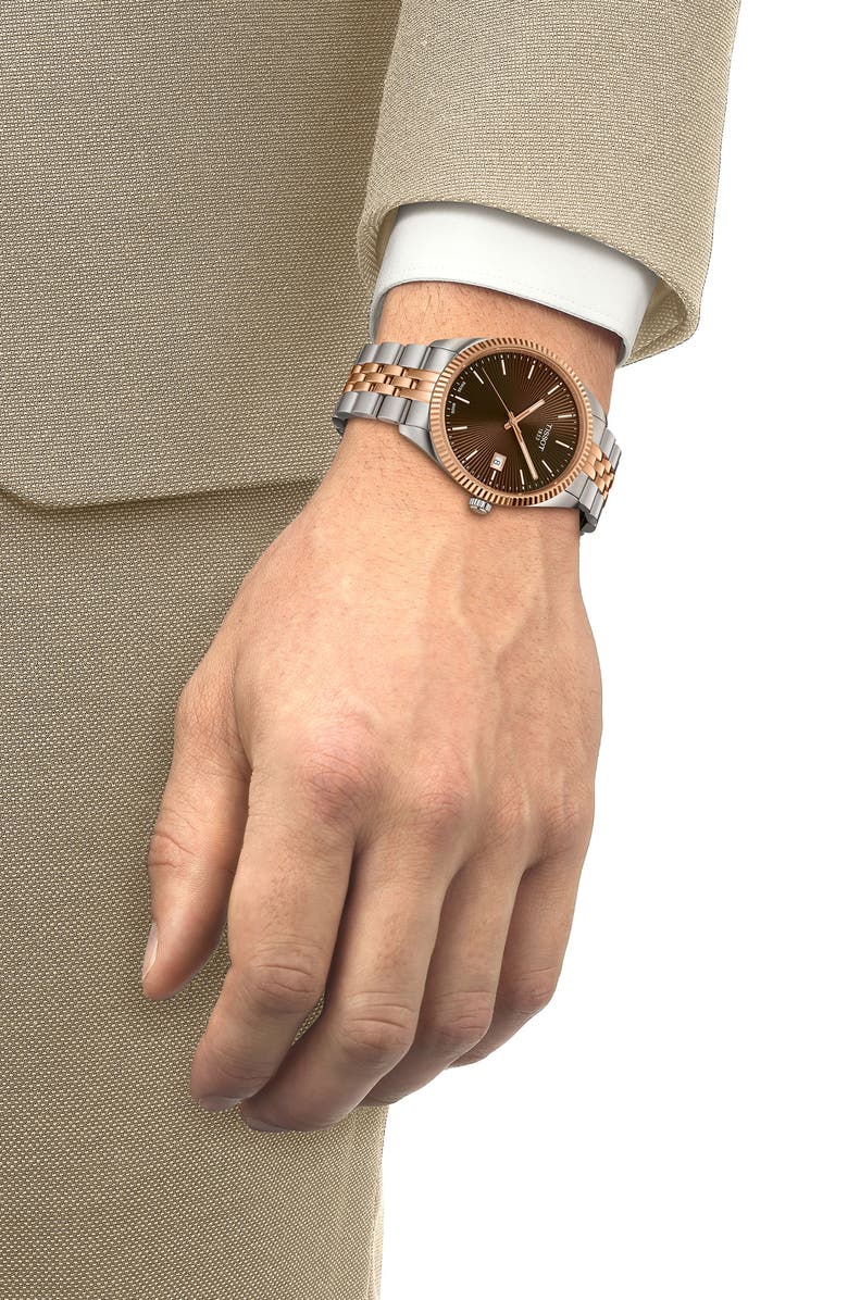 Tissot Ballade Two-Tone Bracelet Watch, 40mm, Alternate, color, Brown