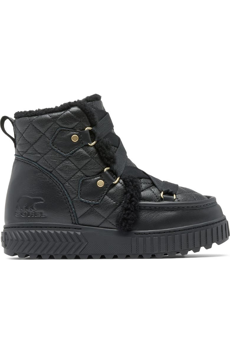 SOREL One Ave<sup>™</sup> Alpine Genuine Shearling Trim Waterproof Boot, Alternate, color, Black/ Sea Salt