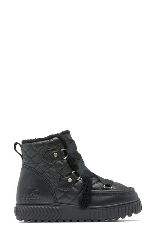 Sorel One Ave™ Alpine Genuine Shearling Trim Waterproof Boot In Black
