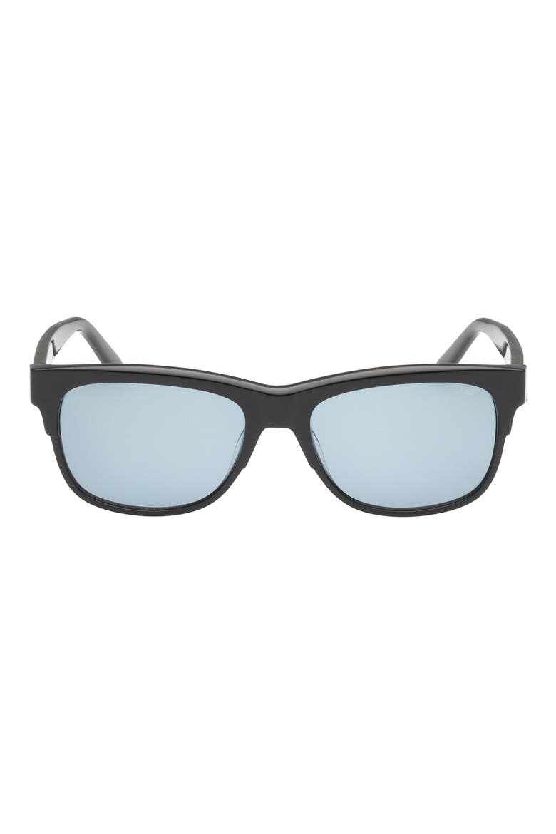 55mm Square Sunglasses, Main, color, SHINY BLACK / BLUE LENS