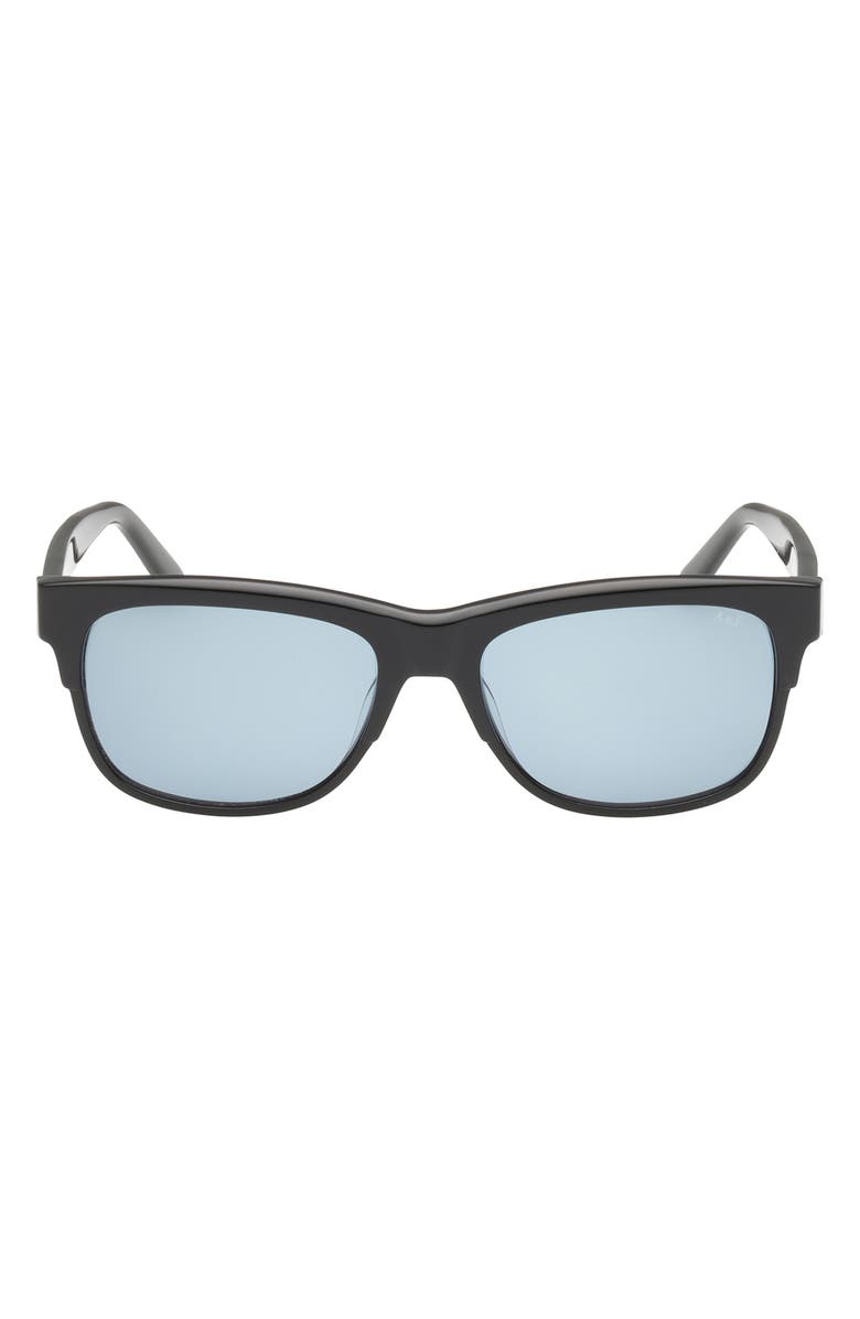 ABERCROMBIE & FITCH 55mm Square Sunglasses, Main, color, Shiny Black / Blue Lens