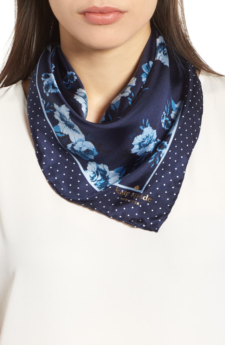 Kate Spade New York prairie rose silk bandana, Main, color, 