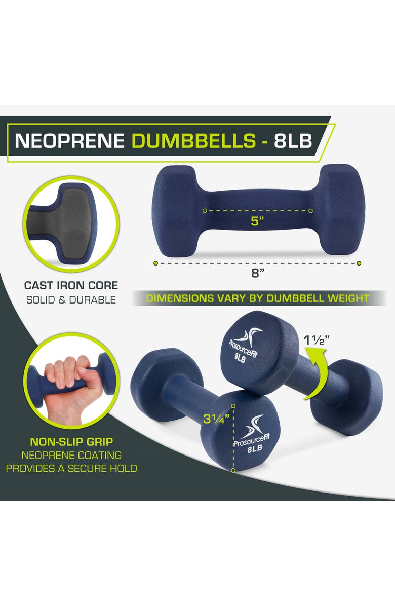 ProsourceFit Neoprene Dumbbells, Pair, Alternate, color, 8 Lb