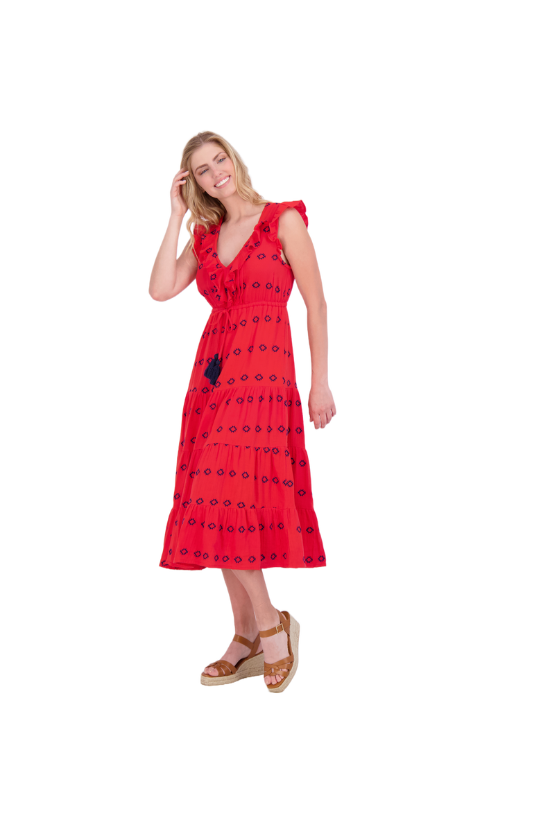 Mer St. Barth Giselle Maxi Dress, Main, color, Red Embroidery
