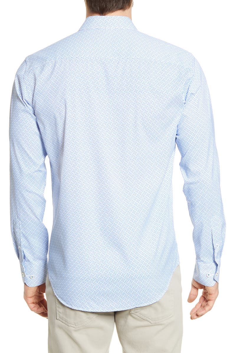 Bugatchi Shaped Fit Print Button-Up Performance Shirt, Alternate, color, 