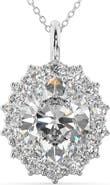 ALLUREZ Oval Moissanite & Diamond Halo Pendant Necklace 14k