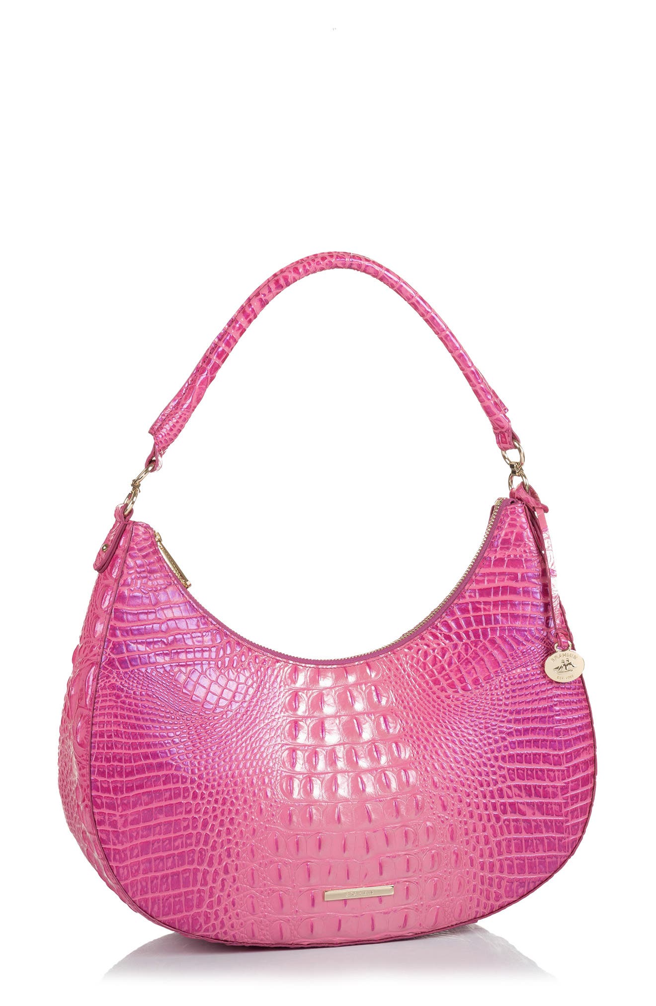 Brahmin Bekka Croc Embossed Leather Shoulder Bag, Alternate, color, 