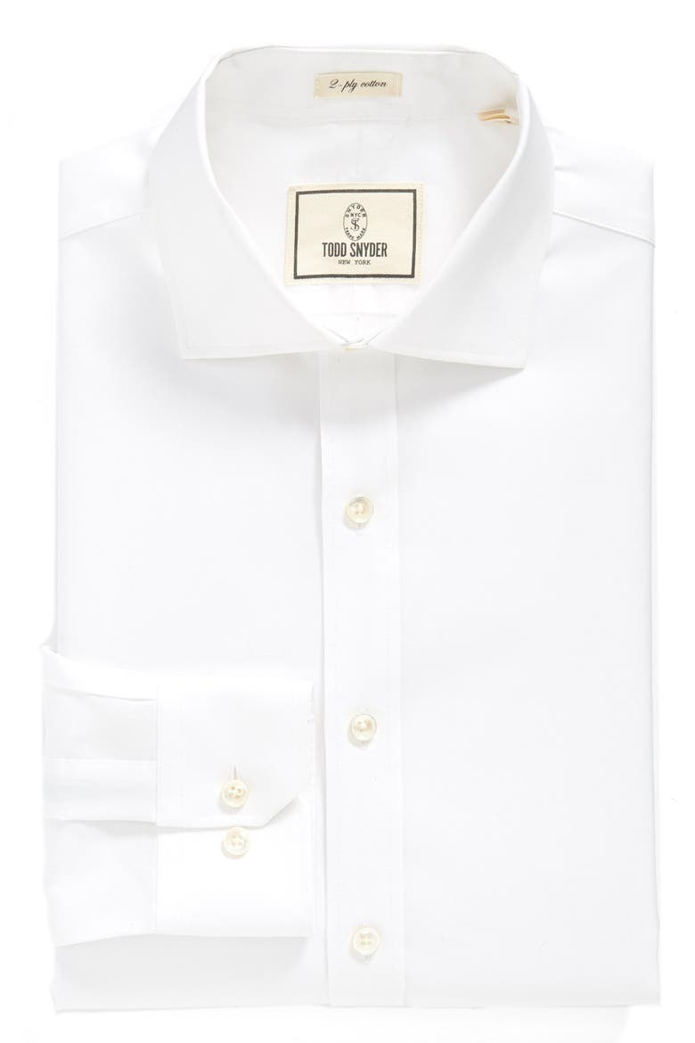 Trim Fit Solid Dress Shirt, Main, color, WHITE