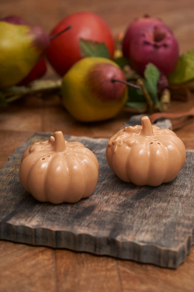 Harvest Pumpkin Dolomite Salt & Pepper Shakers Set of 2, Alternate, color, Beige
