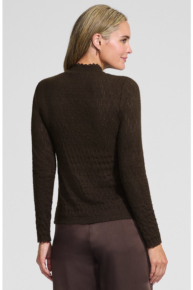 Long Sleeve Brushed Lace Mock Neck Top, Alternate, color, Rich Coffee