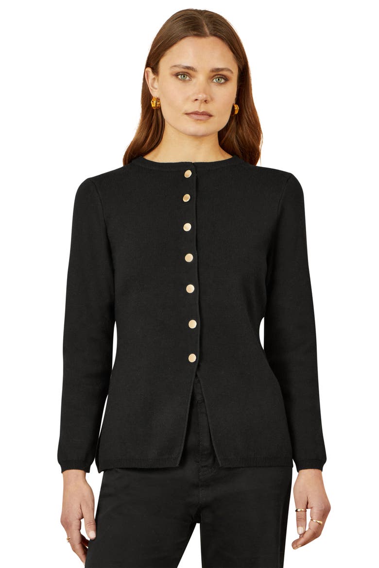 Chic Peplum Button Up Cardigan, Alternate, color, Black