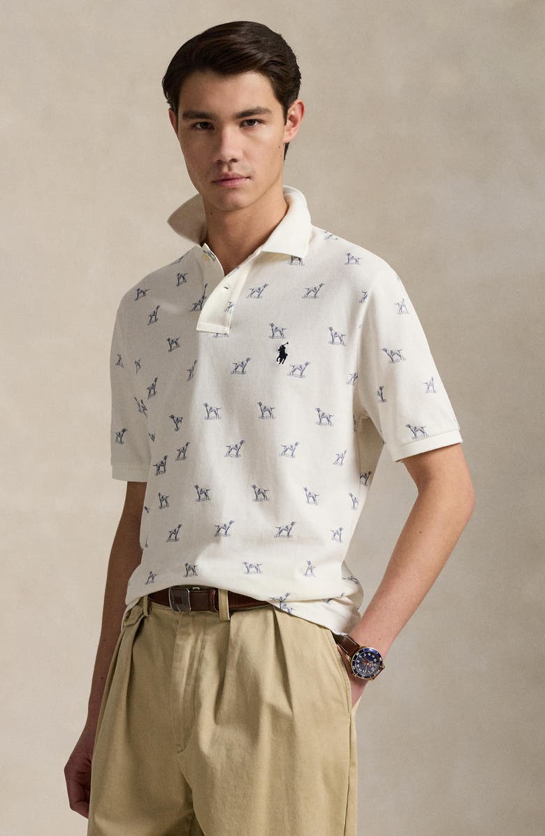 Polo Ralph Lauren Classic Fit Dog Print Cotton Piqué Polo, Alternate, color, 