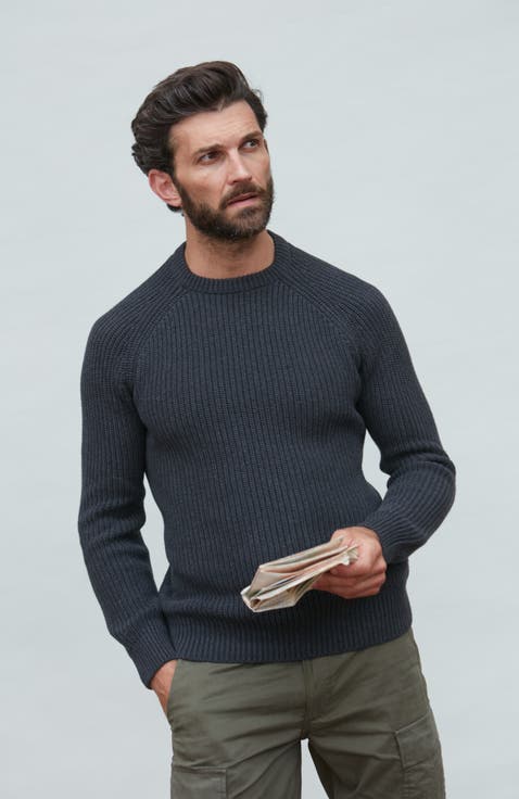 Cotton Fisherman Rib Knit Sweater