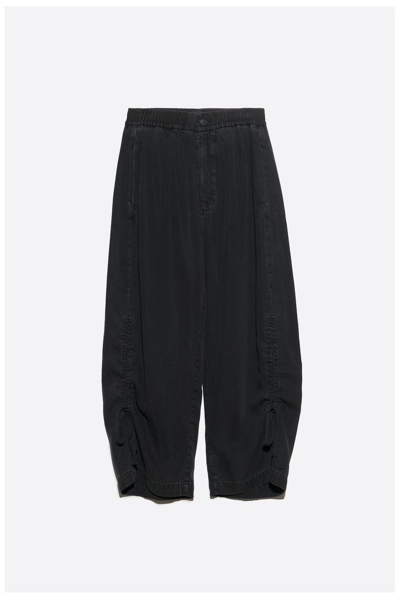 Ruched Denim Jogger Trousers, Alternate, color, WASHED BLACK