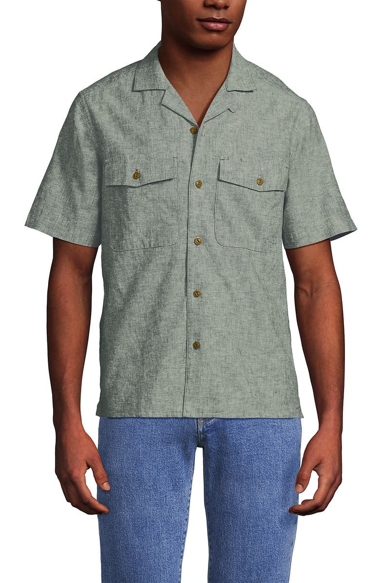 Lands' End Short Sleeve Linen Surplus Shirt, Main, color, 