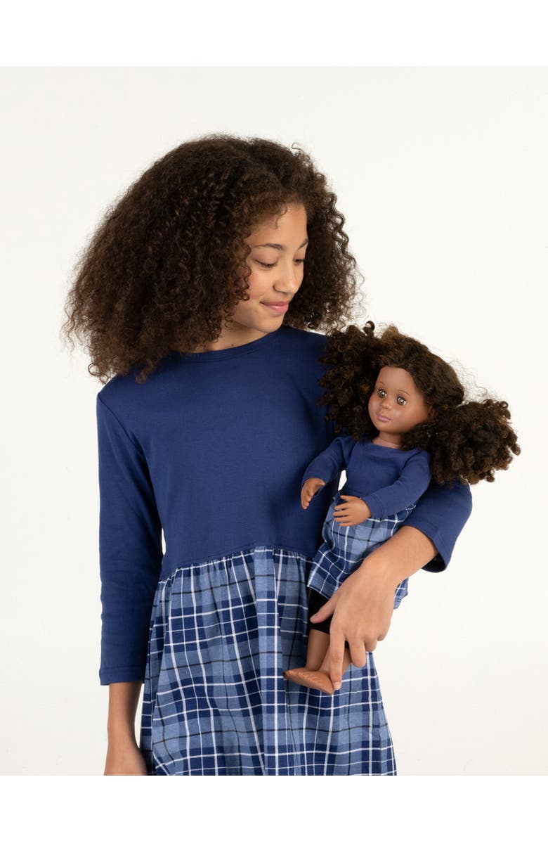 Leveret Girls Skirt Dress with Matching Doll Dress, 100% Cotton, Alternate, color, Navy
