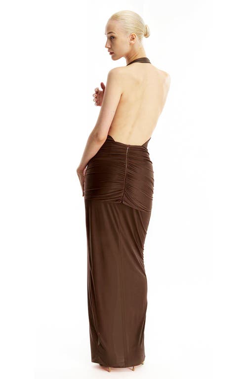 Mother Of All Inaya Collar Maxi Dress In Brown