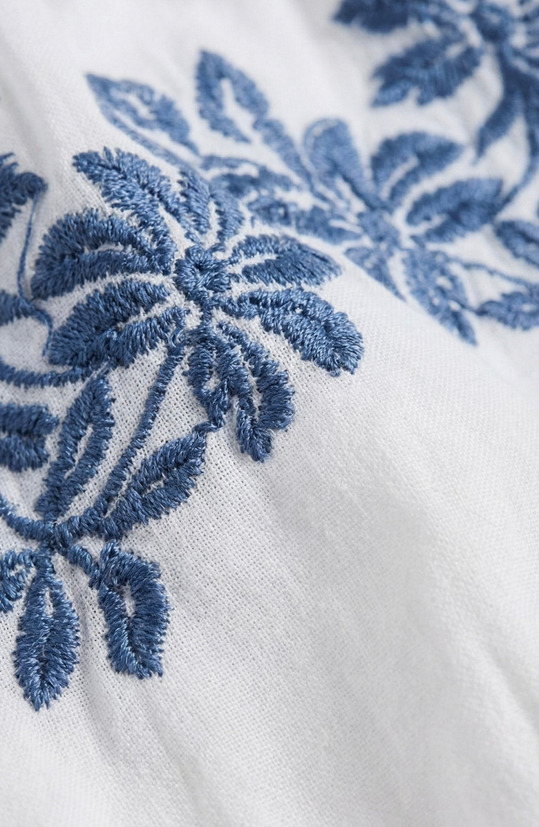 Modenaire Embroidered Ruffle Trim Peplum Blouse, Alternate, color, White