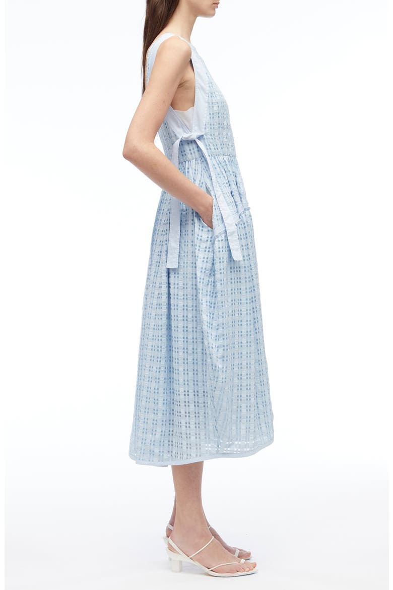 Check Taffeta Sleeveless Midi Dress, Alternate, color, SKY BLUE