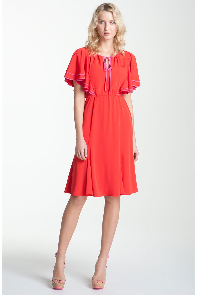 Flutter Sleeve Dress, Main, color, RED PEPPER