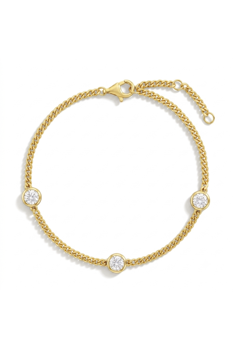 Bezeled CZ Girls Plated Bracelet, Main, color, Gold
