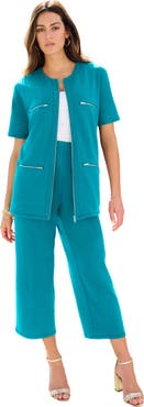 Roaman's French Terry Cropped Pant Set
