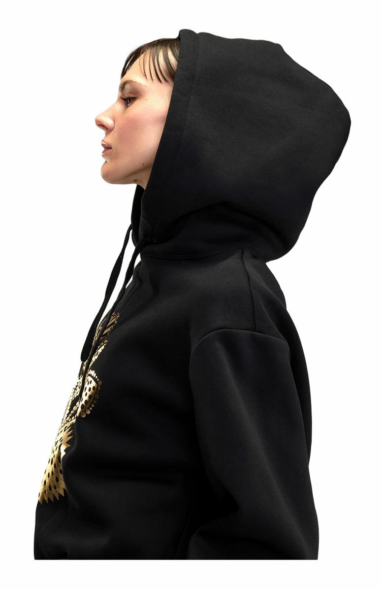 Cynthia Rowley Heart of Gold Hoodie, Alternate, color, Black