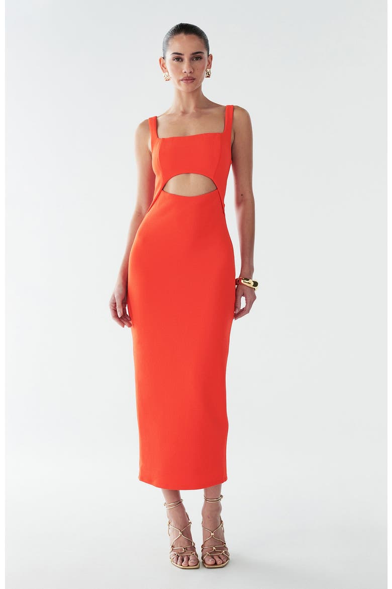 Adi Midi Dress, Alternate, color, Coral