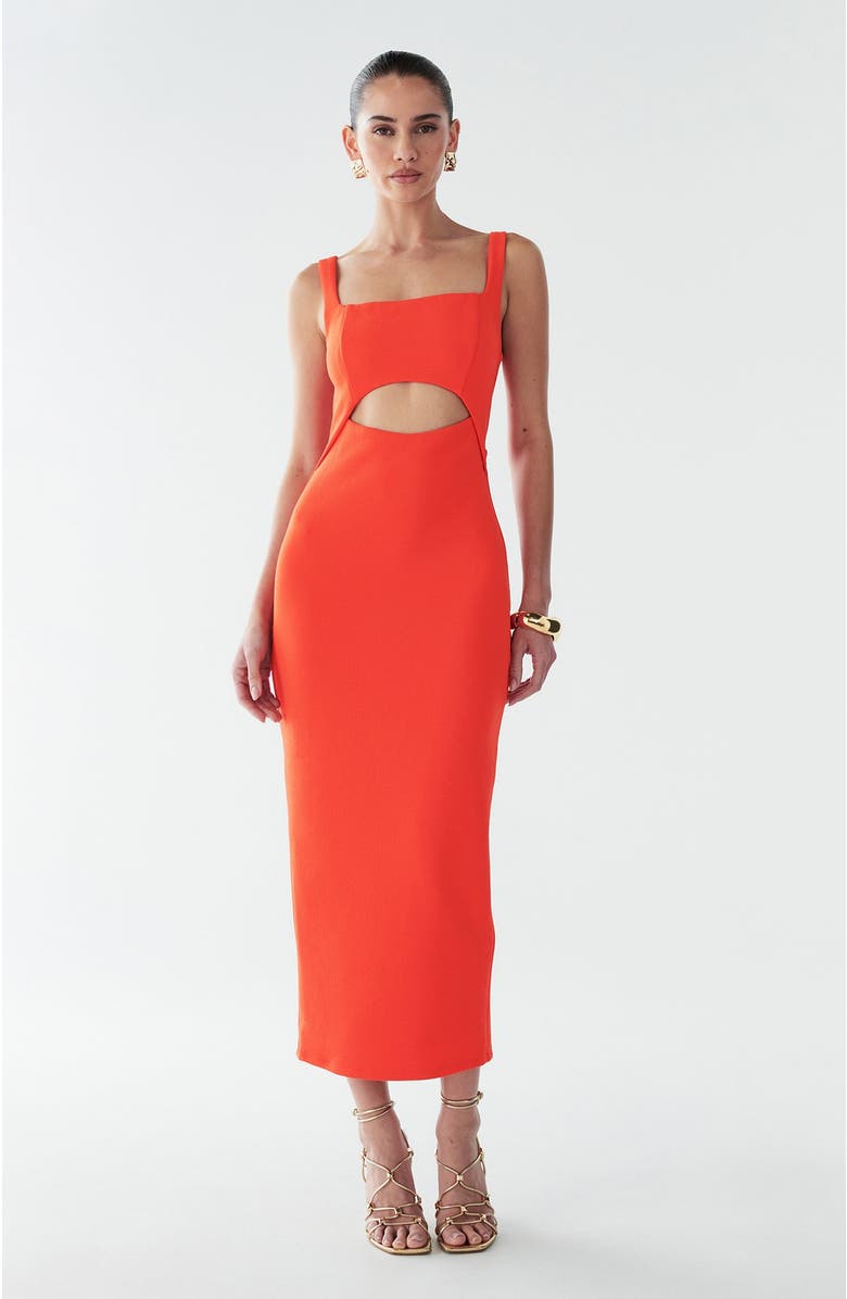BWLDR Adi Midi Dress, Alternate, color, Coral