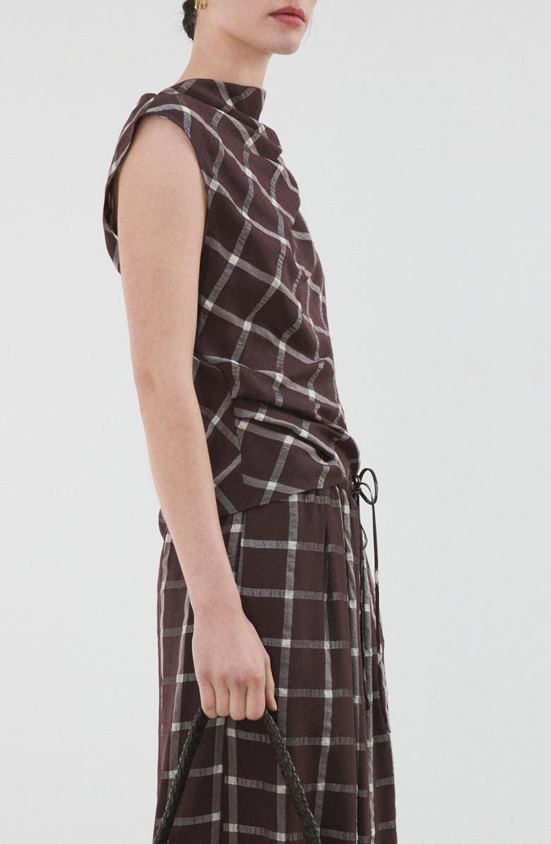MANGO Check Cap Sleeve Top, Alternate, color, 